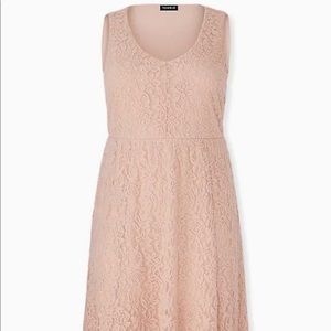 Torrid Pink Lace Skater Dress Midi Sleeveless NWOT